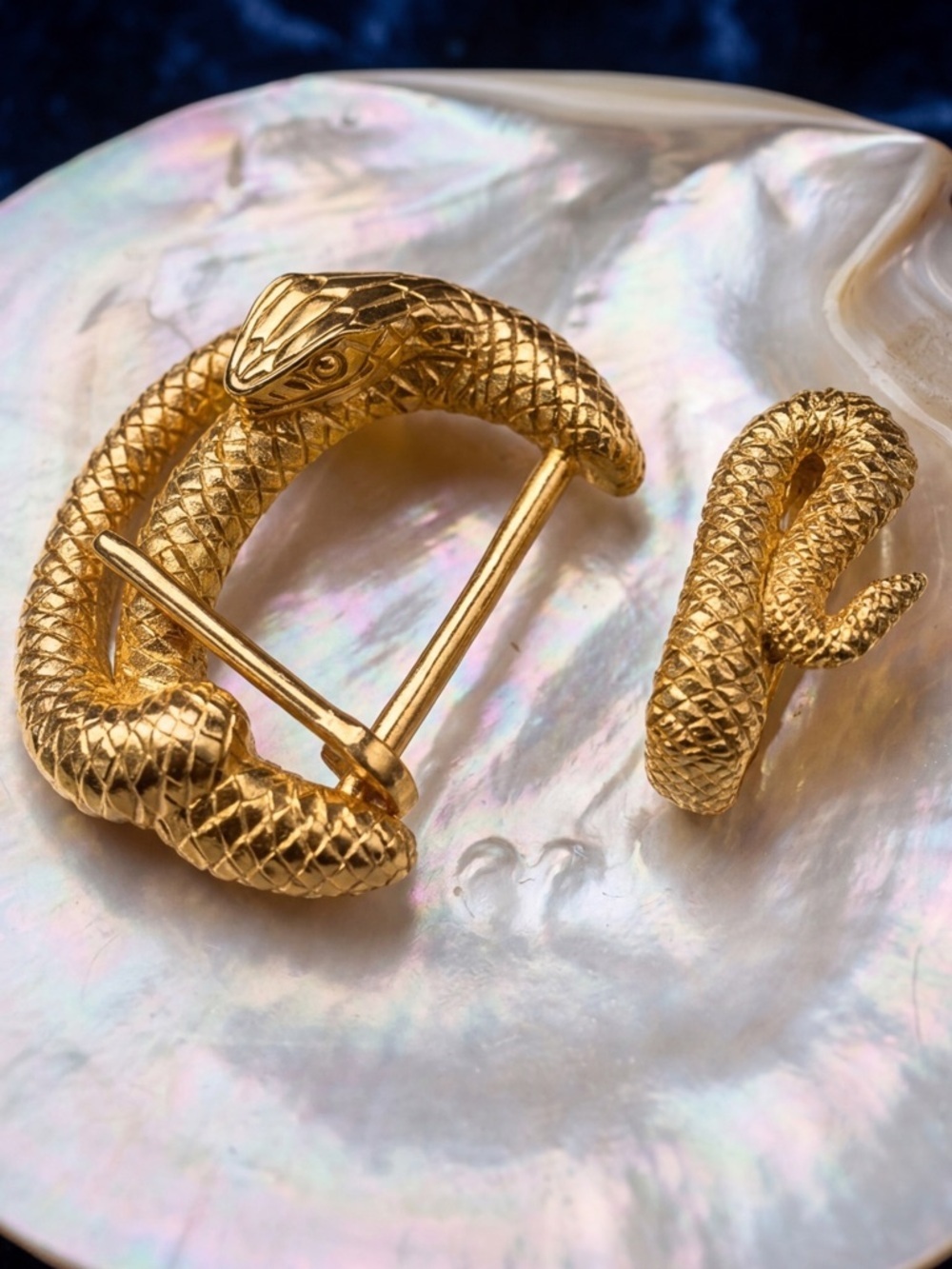 Rare Archival WATHNE Serpent Buckle & Keeper Set 53 grams